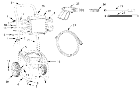 Assembly Parts Diagram and Parts List for PW1755V4LE  Campbell Hausfeld Pressure Washer